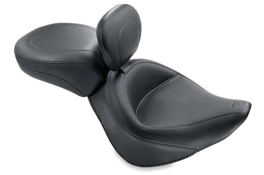 Mustang 84-06 Harley Standard Rear Tire Wide Touring Std Solo Seat w/Driver Backrest - Black