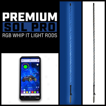 Whip It 5Ft Blk Bt Rgb Light Rod Set