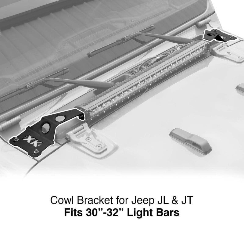 XK Glow Cowl Light Bar Bracket for Jeep Gladiator JT & Wrangler JL (30-32In Bar)