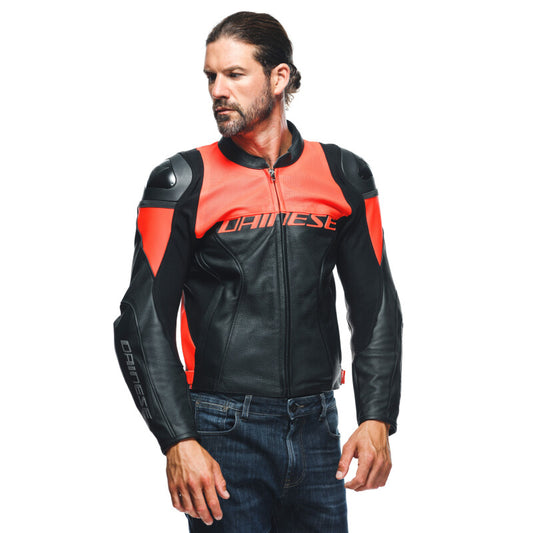 Dainese Racing 4 Leather Jacket Perforated Black/Fluorescent Red Size - 48