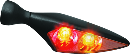 Kuryakyn Rhombus Rear Left Red/Red/Amber Satin Black