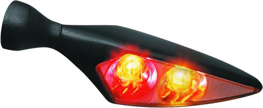 Kuryakyn Rhombus Rear Left Red/Red/Amber Satin Black