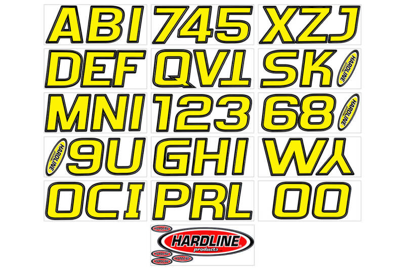 Hardline Boat Lettering Registration Kit 3 in. - 700 Yellow/Black