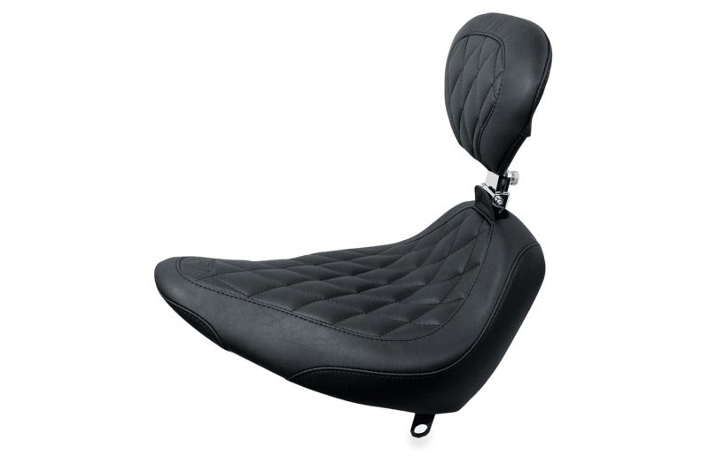 Mustang 84-06 Harley Standard Rear Tire Wide Tripper Solo Seat w/DBR Diamond Stitch - Black