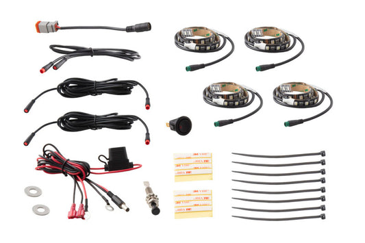 Diode Dynamics RGBW Engine Bay Strip Kit 4pc Multicolor