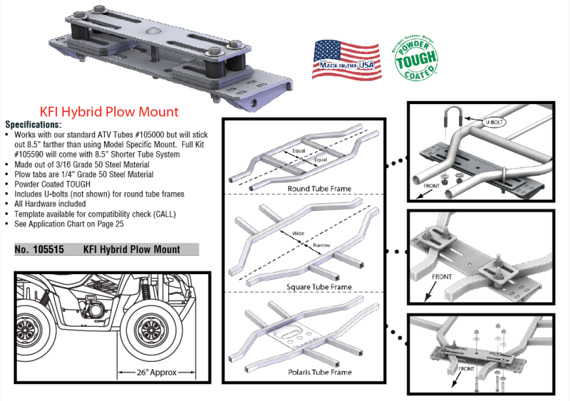 KFI Replacement Hybrid ATV Plow Mount