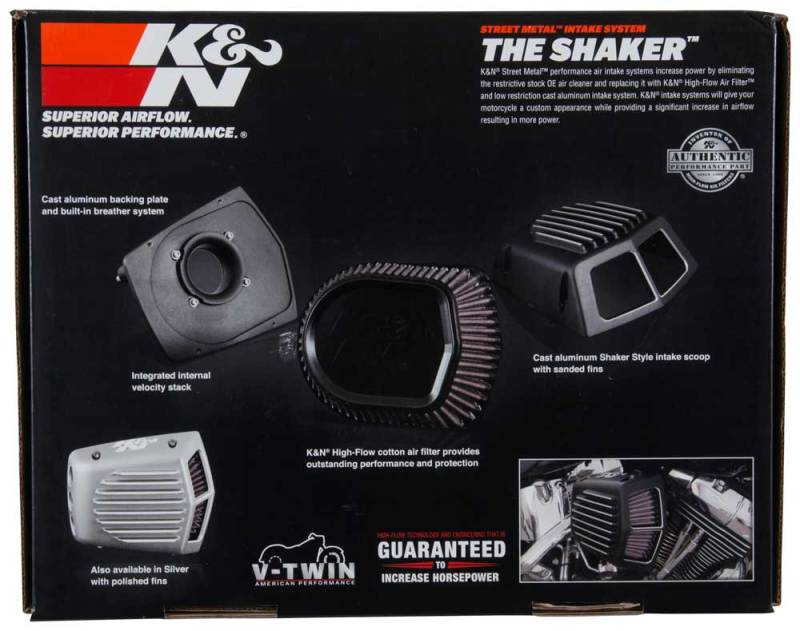 K&N Street Metal Intake System for 08-16 Harley Davidson Touring Models - Shaker Black