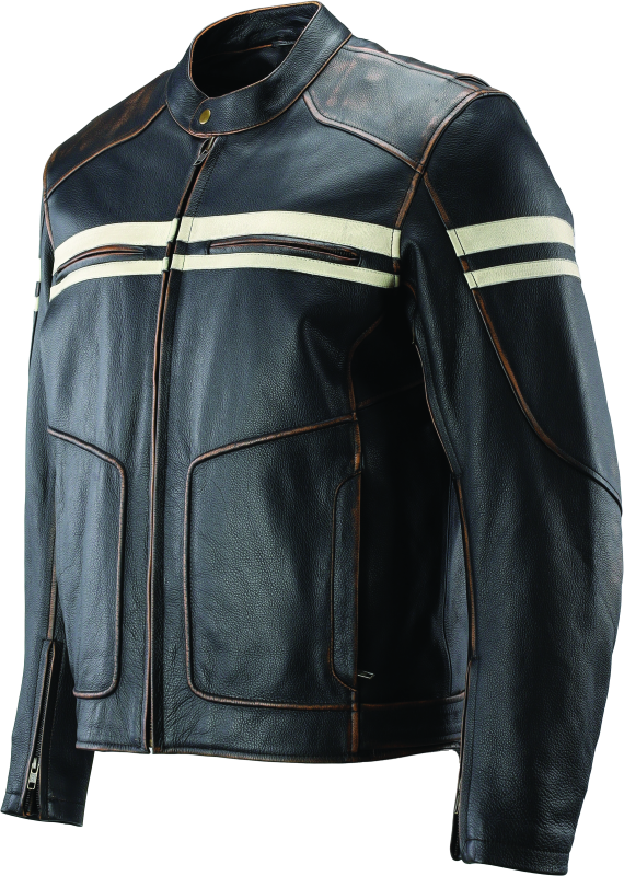 River Road Hoodlum Vintage Leather Jacket Black - Small