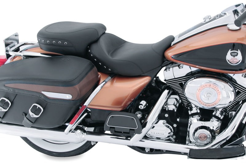 Mustang 08-21 Harley Electra Glide, Rd Glide, Rd King, Str Glide Tour Pass Seat w/Studs - Black