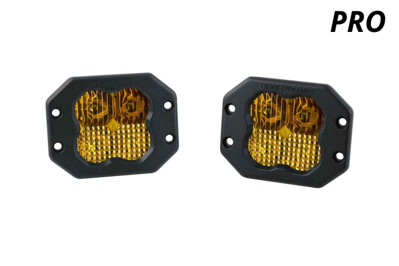 Diode Dynamics SS3 LED Pod Pro - Yellow Flood Flush (Pair)