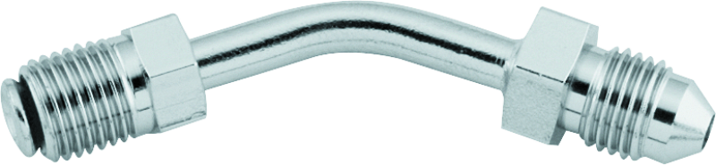 Twin Power Chrome Brake Fitting Male 3/8-24 Inverted Flare to AN-3 Male 45 Degree Adaptor Tube