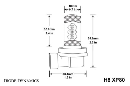 Diode Dynamics H8 XP80 LED - Cool - White (Pair)