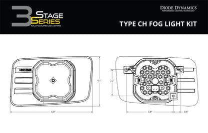 Diode Dynamics SS3 Type CH LED Fog Light Kit Sport - Yellow SAE Fog