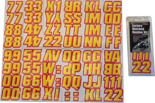 Hardline Snowmobile Lettering Registration Kit 2 in. - 500 Yellow/Red