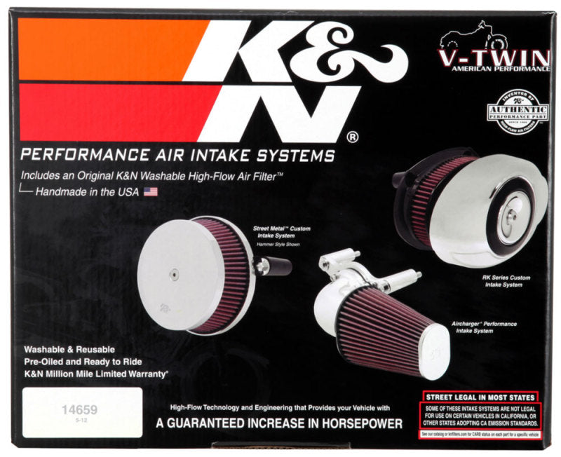 K&N Street Metal Intake System Flare - Black LG Capacity for Harley Davidson