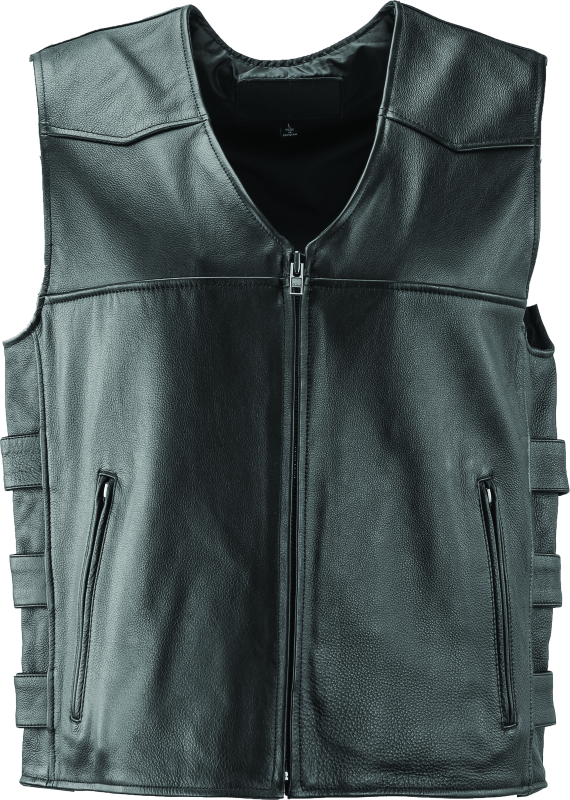 River Road Plains Leather Vest Black - XL