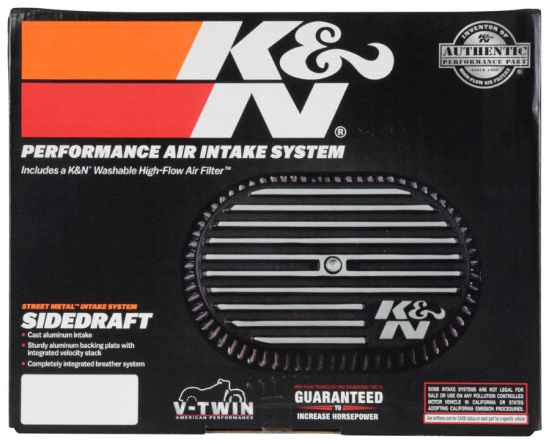 K&N Street Metal Intake System for 02-06 Harley Davidson Road King F/I 88cl Side Draft Dyna/Softail