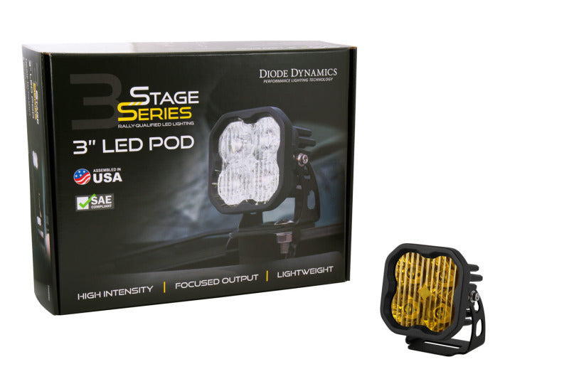 Diode Dynamics SS3 LED Pod Sport - Yellow Flood Standard (Single)