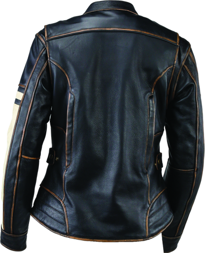 River Road Dame Vintage Leather Jacket Black Womens - Small