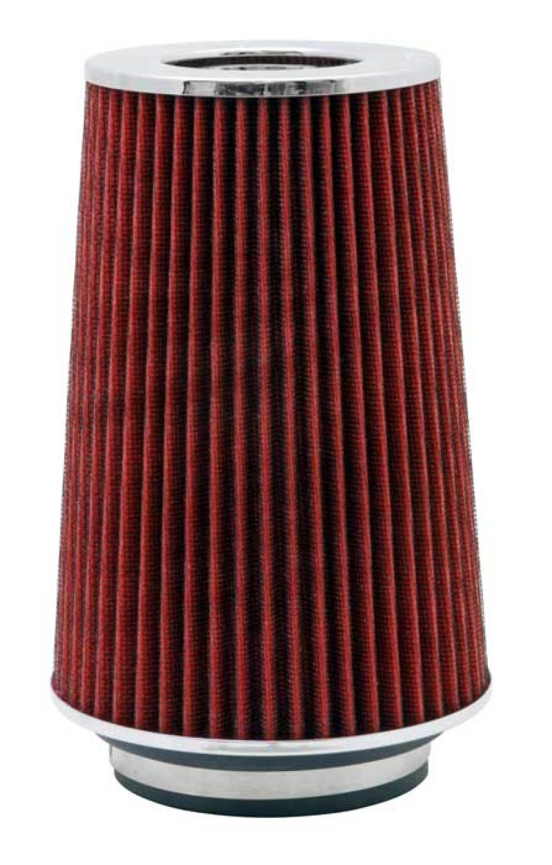 K&N Universal Air Filter Chrome Round Tapered Red - 4in Flange ID x 1.125in Flange Length x 9.5in H