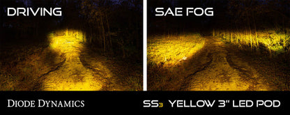 Diode Dynamics SS3 LED Pod Sport - Yellow SAE Fog Flush (Pair)