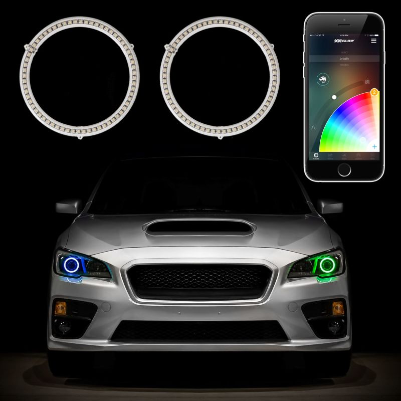 XK Glow 2x70mm - RGB Switchback Halo Million Color XKCHROME Smartphone App Controlled Kit