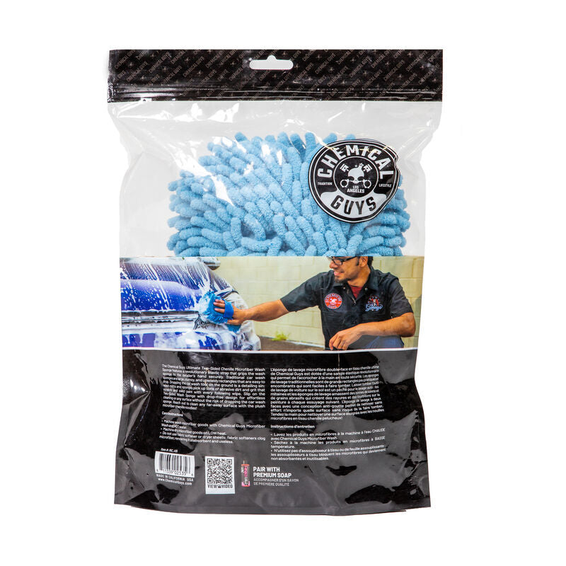 Chemical Guys Ultimate Two Sided Chenille Microfiber Wash Sponge - Blue