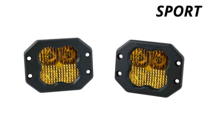 Diode Dynamics SS3 LED Pod Sport - Yellow SAE Fog Flush (Pair)