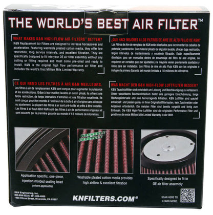 K&N Replacement Air Filter 1.625in H x 7.5in L for Harley Davidson