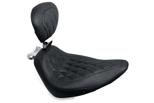 Mustang 00-15 Harley Softail Standard Rear Tire Wide Tripper Solo Seat w/Driver Backrest - Black